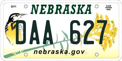 NE license plate DAA627