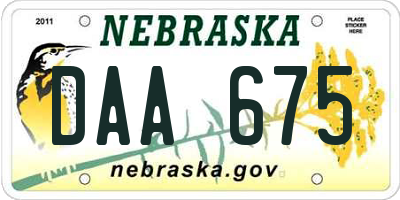 NE license plate DAA675