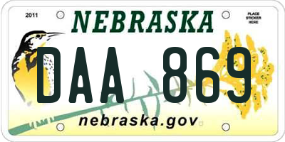 NE license plate DAA869