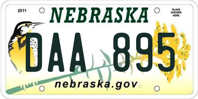 NE license plate DAA895