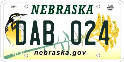 NE license plate DAB024
