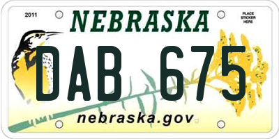 NE license plate DAB675