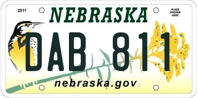 NE license plate DAB811