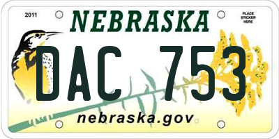 NE license plate DAC753