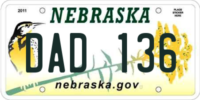 NE license plate DAD136