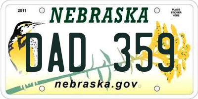 NE license plate DAD359
