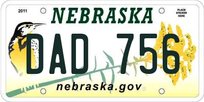 NE license plate DAD756