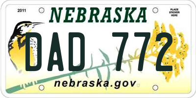 NE license plate DAD772