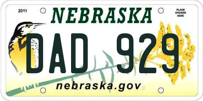NE license plate DAD929