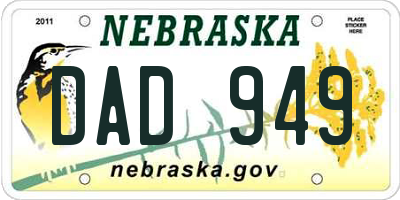 NE license plate DAD949