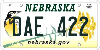 NE license plate DAE422