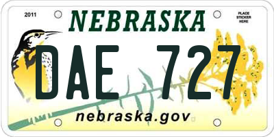 NE license plate DAE727