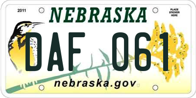 NE license plate DAF061