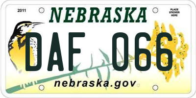 NE license plate DAF066