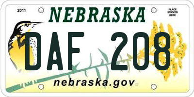 NE license plate DAF208
