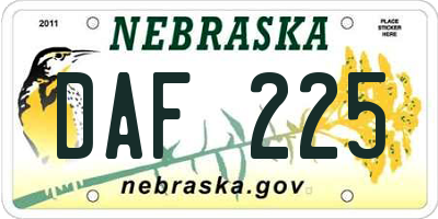 NE license plate DAF225