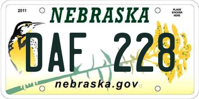 NE license plate DAF228