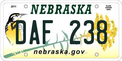 NE license plate DAF238