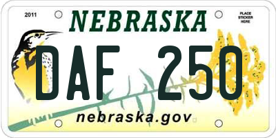NE license plate DAF250
