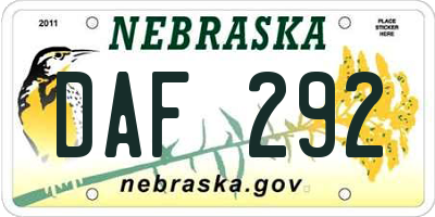 NE license plate DAF292