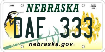 NE license plate DAF333