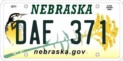 NE license plate DAF371