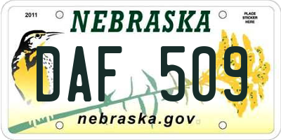 NE license plate DAF509