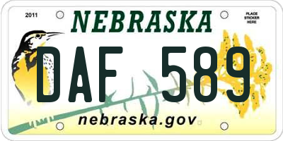 NE license plate DAF589