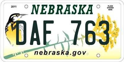NE license plate DAF763