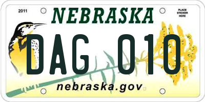NE license plate DAG010