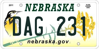 NE license plate DAG231