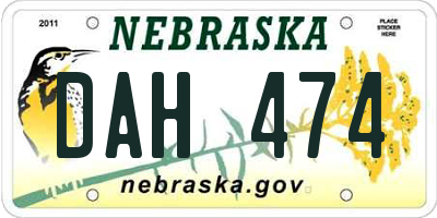 NE license plate DAH474