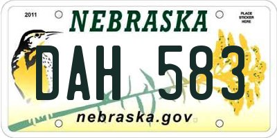 NE license plate DAH583