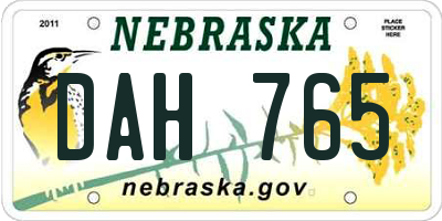 NE license plate DAH765