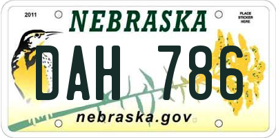 NE license plate DAH786