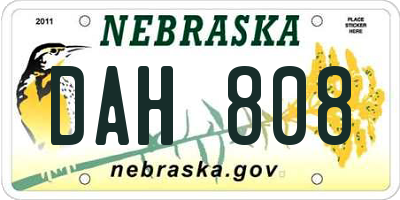 NE license plate DAH808