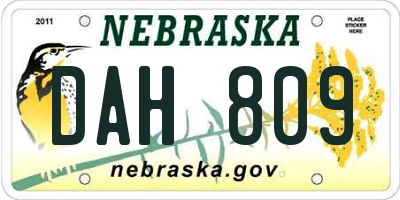 NE license plate DAH809