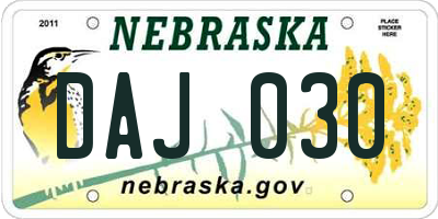 NE license plate DAJ030