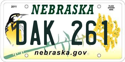 NE license plate DAK261