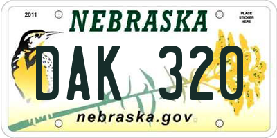 NE license plate DAK320