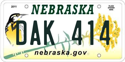 NE license plate DAK414