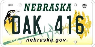 NE license plate DAK416
