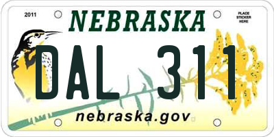 NE license plate DAL311