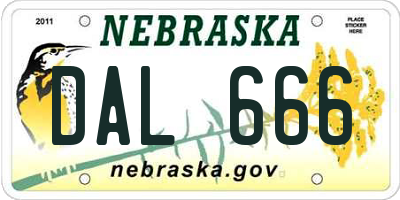 NE license plate DAL666