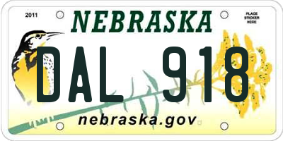 NE license plate DAL918