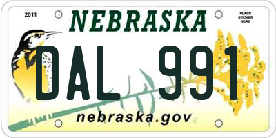 NE license plate DAL991