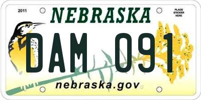 NE license plate DAM091