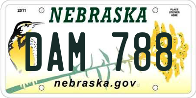 NE license plate DAM788