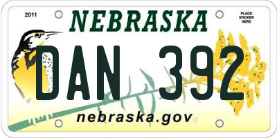 NE license plate DAN392