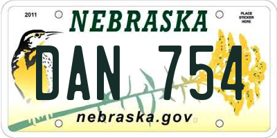 NE license plate DAN754